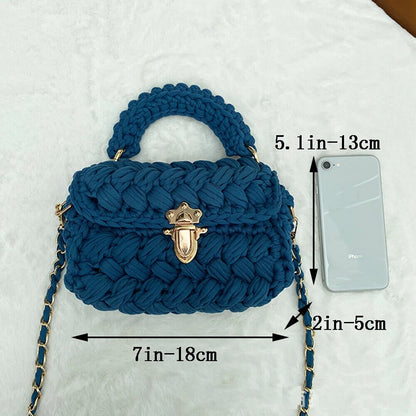 Women Handbag Chains Woven Shoulder Crossbody Bags Women Flap Lady Purses