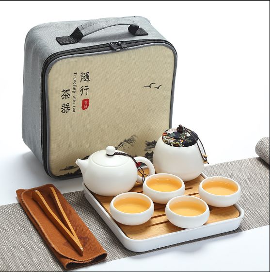 Travel tea set set portable bag ceramic express cup one pot two or four cups sim