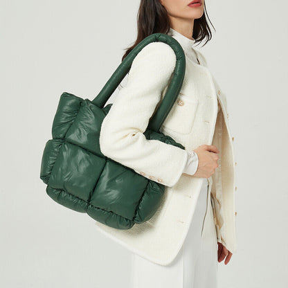 Tote Padded Handbags Quilted Women Shoulder Bags Nylon Cotton Crossbody Bag