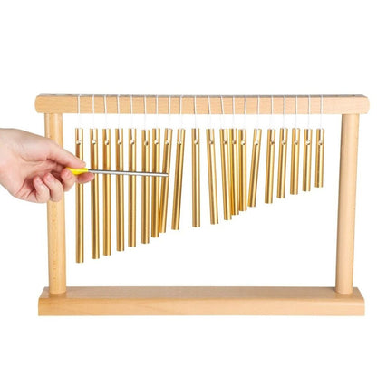Wind Chime 20-Tone Single-Row Top Golden Metal Bars Instruments W/ Mallet Decor
