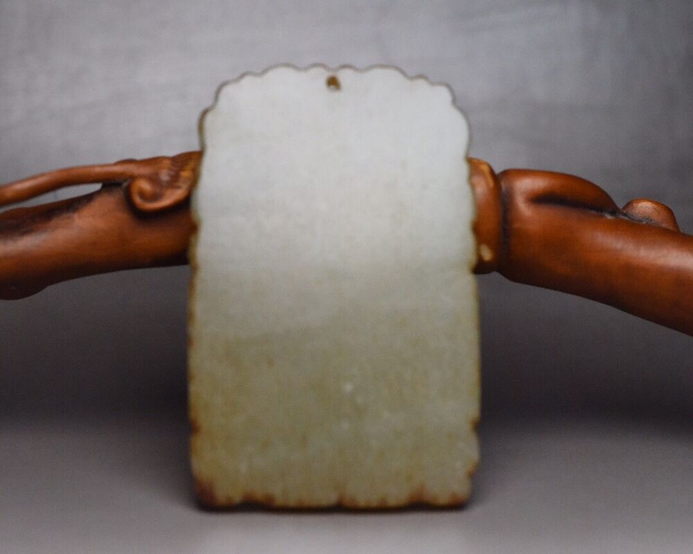 Chinese Antique Natural Hetian Jade Carving Kwan Yin Statue Lucky Jade Pendant
