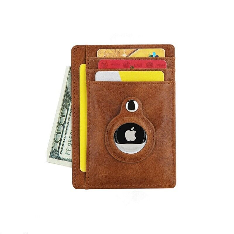 Airtag Wallet Genuine Leather Credit Card Money Holder Case Air Tag Cover Gift