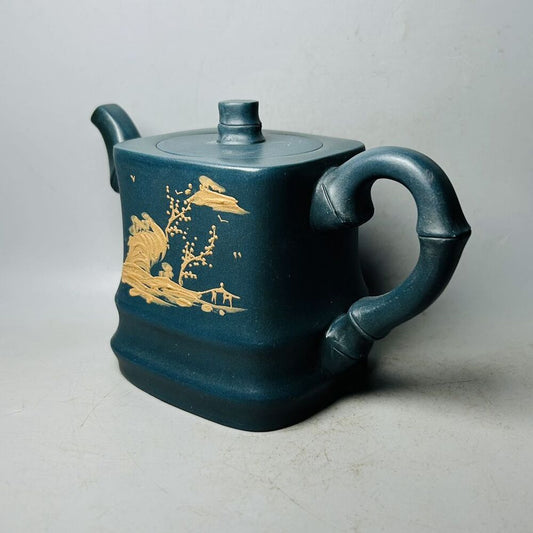 Vintage China Yixing Purple Clay Teapot Zisha Ceramic Painted Exquisite Teaware