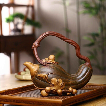 Chinese Yixing Zisha Clay Handmade Exquisite Teapot（南瓜提梁 作者：汪寅仙）