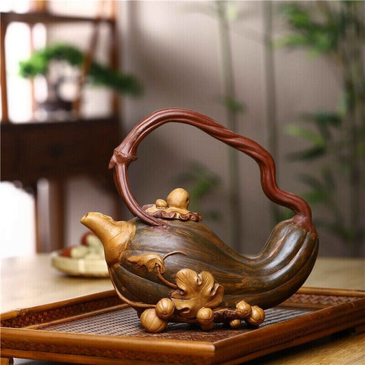 Chinese Yixing Zisha Clay Handmade Exquisite Teapot（南瓜提梁 作者：汪寅仙）