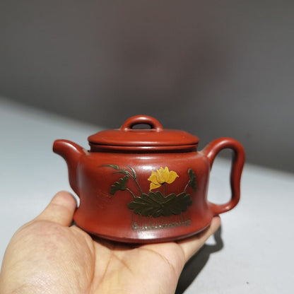 vintage chinese yixing purple clay teapot zisha lotus leaf Lotus flower teaware