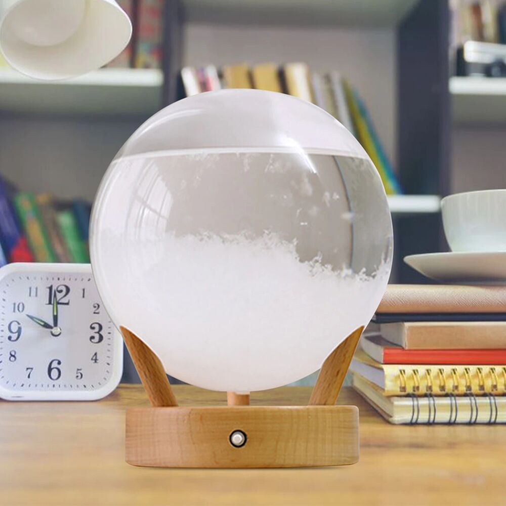Weather Station Light Up Storm Ball Bottle Forecaster Barometer 15x15x17cm Glass