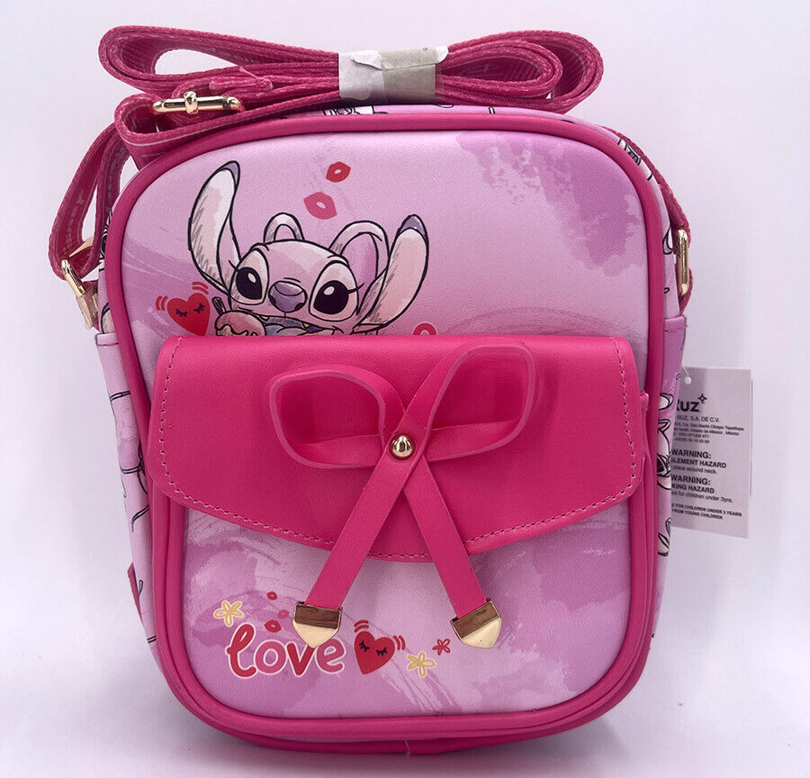 Disney 8.5" Lady Purse New Gift Crossbody Bag Pink Rare Love Lilo & Stitch