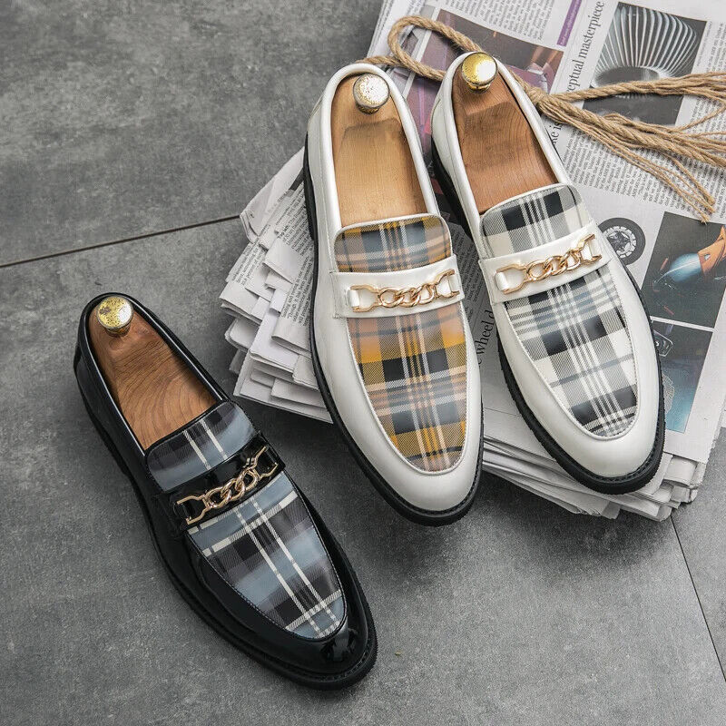 Italian Shoe Men Loafers Men Shoes Slip-on British Style Striped Soft Shoes