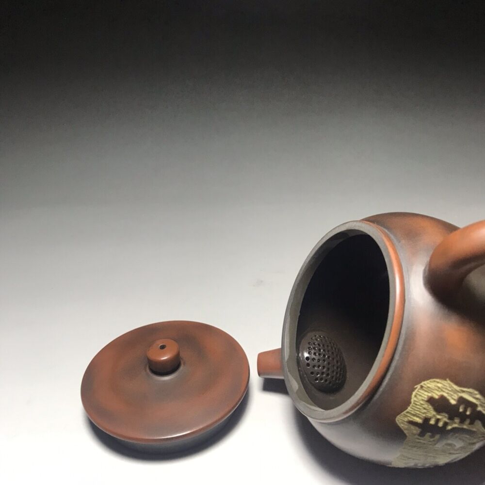 vintage chinese yixing purple clay teapot zisha ceremony carving Collectible art