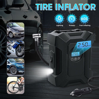 Car Tire Air Compressor Portable Electric Air Pump 12V Inflator Car LED Light