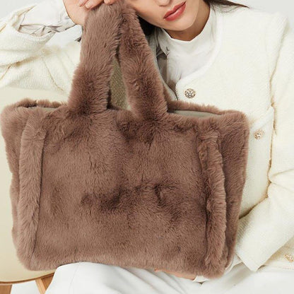 Women's Bag Fur Lady Shoulder Handbag Plush Warm Winter Bags Women