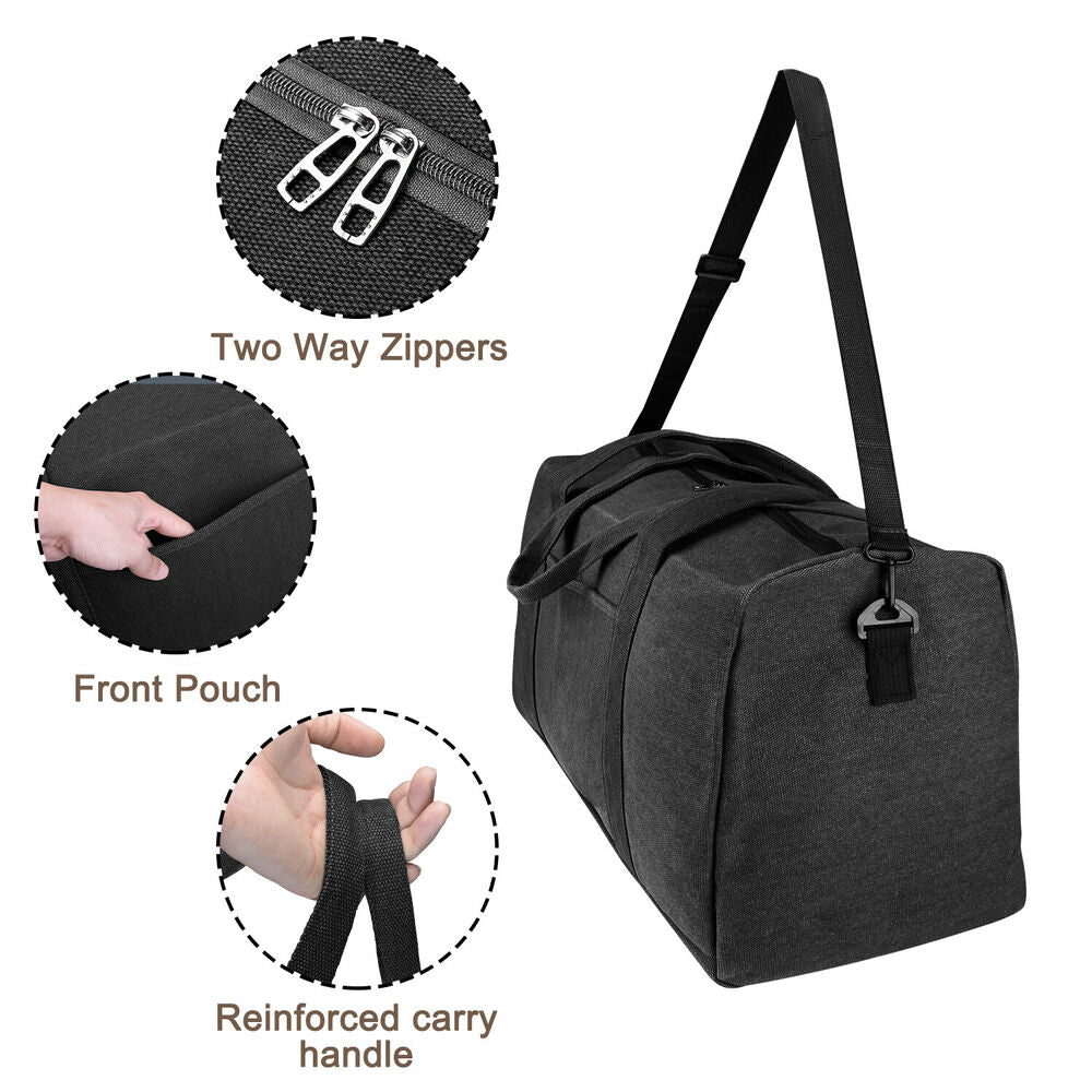 60 L Large Canvas Duffle Bag Travel Luggage Sports Gym Tote Waterproof Men Women