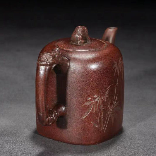 Vintage Chinese Yixing Purple Clay Teapot Zisha Ceremony Carving Collectible Art
