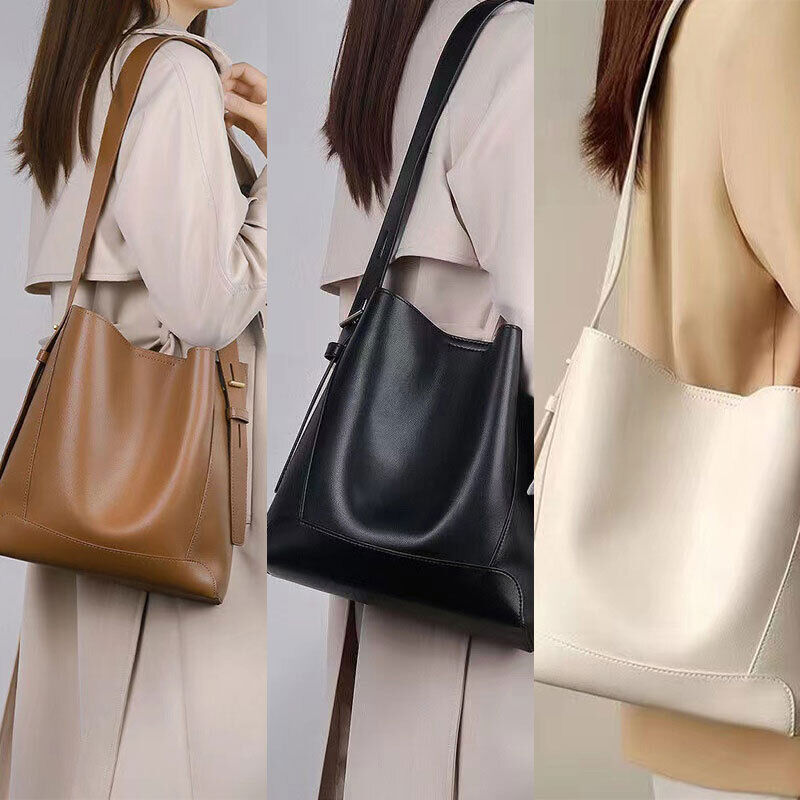 Large Capacity Crossbody PU Leather Single Bag Bucket Shoulder Bag Handbag
