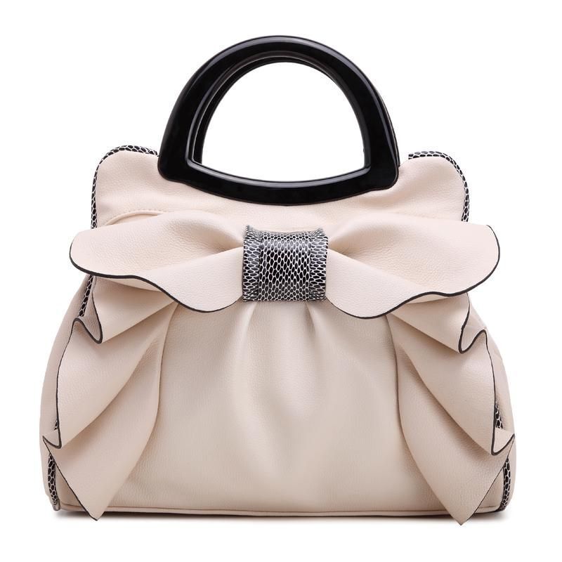 Bowknot Handbags Synthetic Leather Shoulder Messenger Bag Sweet Totes 34*15*26CM