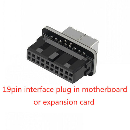 USB 3.0 19Pin/20Pin to Motherboard Connector TYPE-E Front Panel 90Degree Adapter