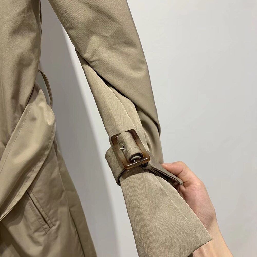 2022 Women's Clothing Retro Casual Loose Double-breasted Overknee Trench Coat