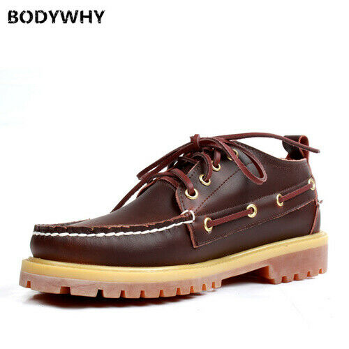 Men's Moccasins Leather Casual Boat Shoes Large Size Cow Leather Boat Classic @