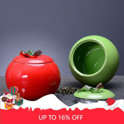 Ceramic Apple Tea Canister|Kitchen Containers