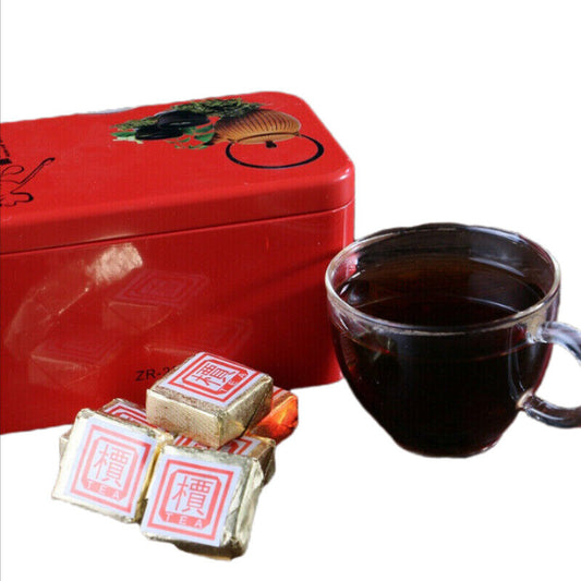 Top 250g Pu-Erh Small Square Brick Pu'er Tea In Iron Box Health Care Black Tea