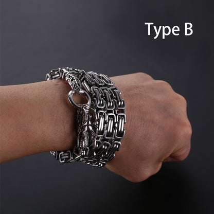 Men Stainless Steel Bracelet Self-defense Survival Dragon Necklace Chain
