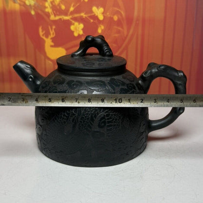 Vintage Chinese Yixing Purple Clay Teapot Zisha Ceremony Dragon Phoenix Teaware