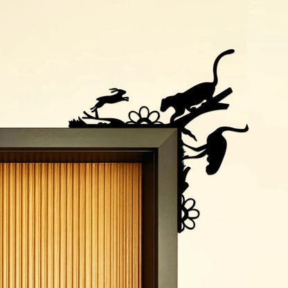 1pc Metal Creative Animal Decorative Wall Stickers Door Corner Decoration