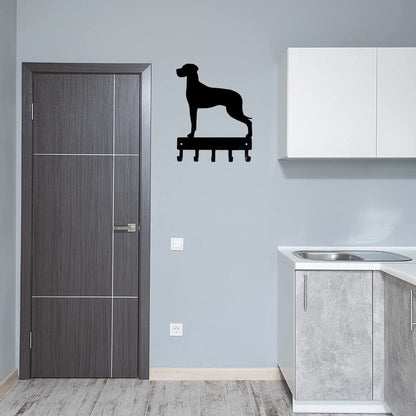 Great Dane (Natural Ears) Dog-Key Hooks & Keychain Holder- 6 inch Metal Wall Art
