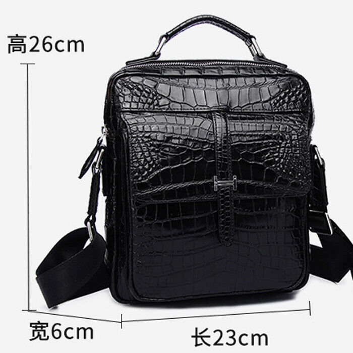 Real Leather 10" Handbags, Designer Crocodile Men's Business Sling Shoulder Bag