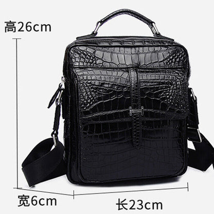 Real Leather 10" Handbags, Designer Crocodile Men's Business Sling Shoulder Bag
