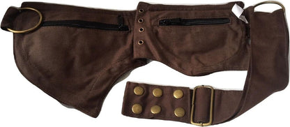 Leather Practical Fannypack Cotton Waistbag Travel Utility Belt Brown