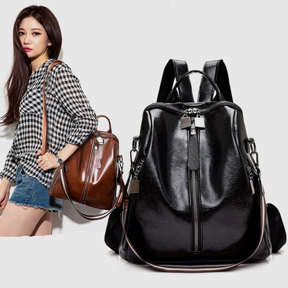 Genuine Leather Vintage Backpack Travel Shoulder Bag School Purse Polyester 1PC