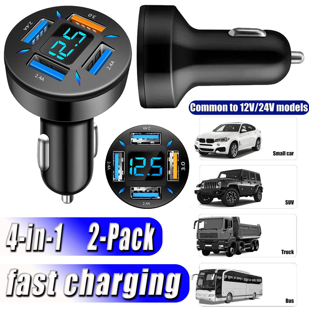 Dual 4 USB Port Fast Car Charger Adapter For Moto G Power / Stylus / Fast (2020)