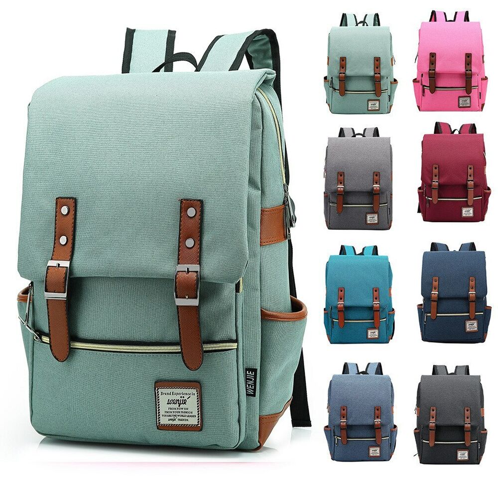 Fashion Vintage Laptop Backpack Women Canvas Bags Men Canvas Travel Backpacks