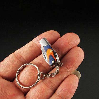 Mini NEW Portable Keychain Outdoor Camping Wood Folding Pocket Knife Tool Ring