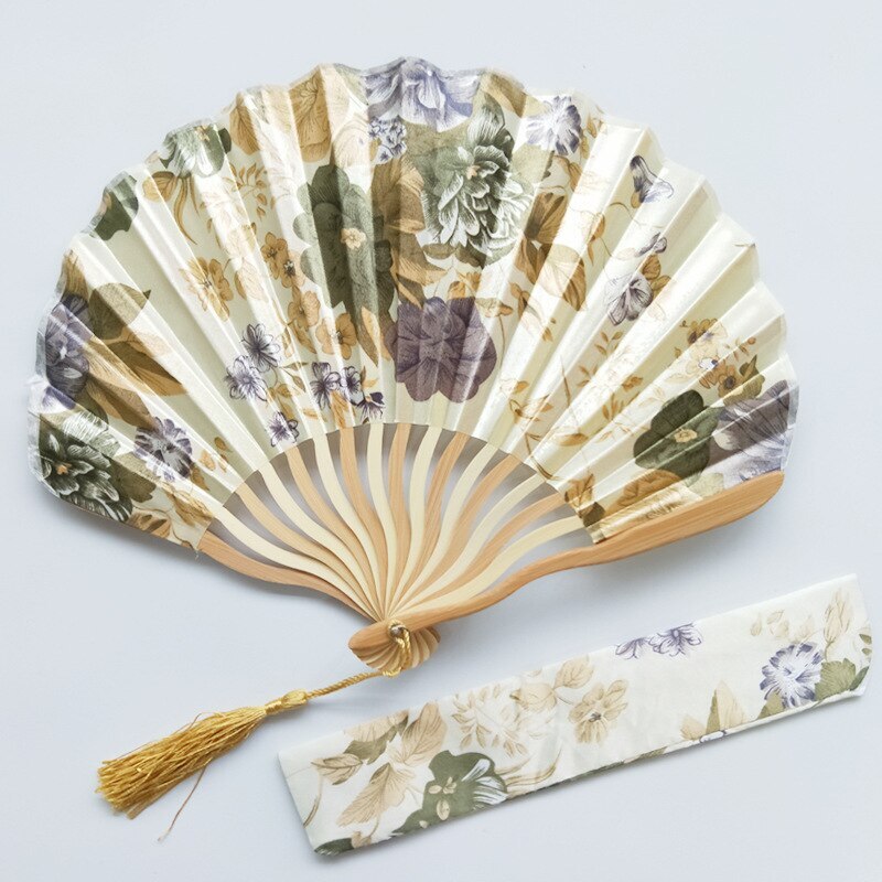 1-Piece Elegant Ladies Silk Flower Hand Folding Fan Japanese Style Wedding Party Props -