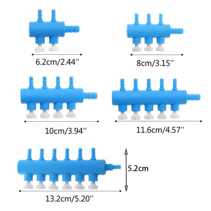 Aquarium Air Control Valves 2-6 Ways Plastic Fish Tank Split-Flow Air Pump Tools