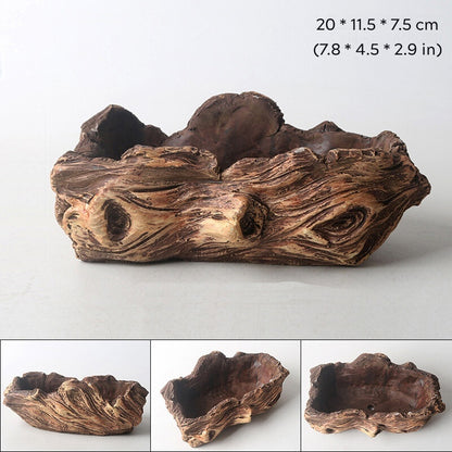 Cement Made Rustic Bonsai Pot Indoor/Garden Shallow Flower Pots Small Large