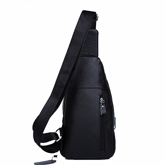 Men's Sling Backpack, 100% Genuine Leather Crocodile Crossbody Chest Bag Daypack