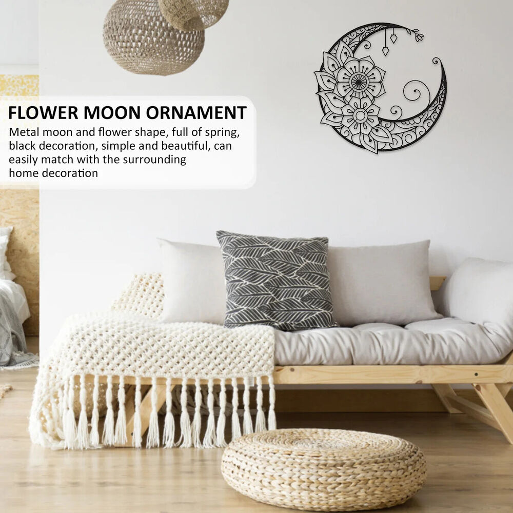 Mandala Flower Moon Wall Sign Decor 11.81inch Metal Wall Hanging Sign Unique