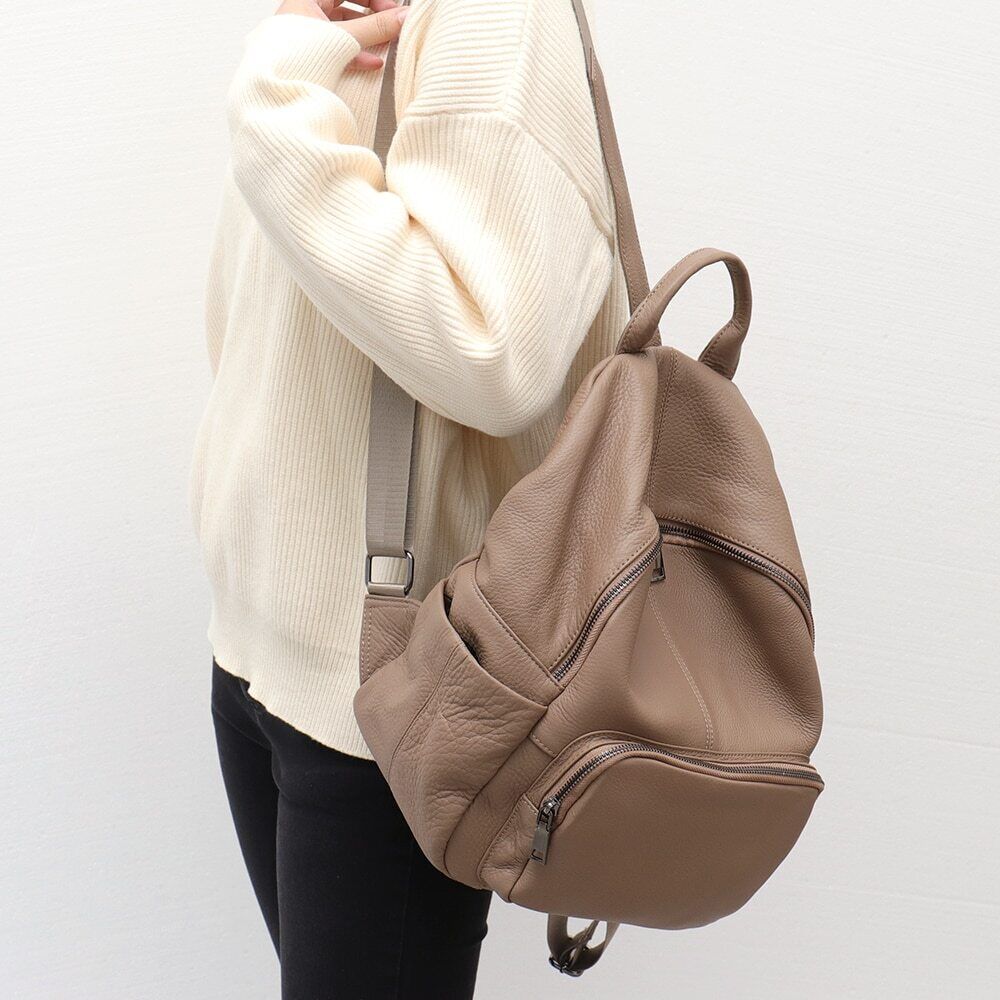 Genuine Leather Backpack Women Men Shoulder Bag School Travel Cowhide