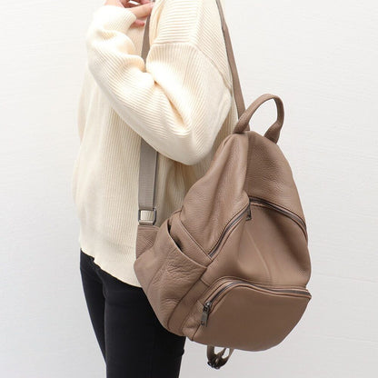 Genuine Leather Backpack Women Men Shoulder Bag School Travel Cowhide