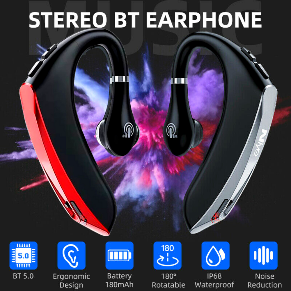 Bluetooth 5.0 Earpiece Wireless Headset Noise Cancelling Earbuds Driving Trucker