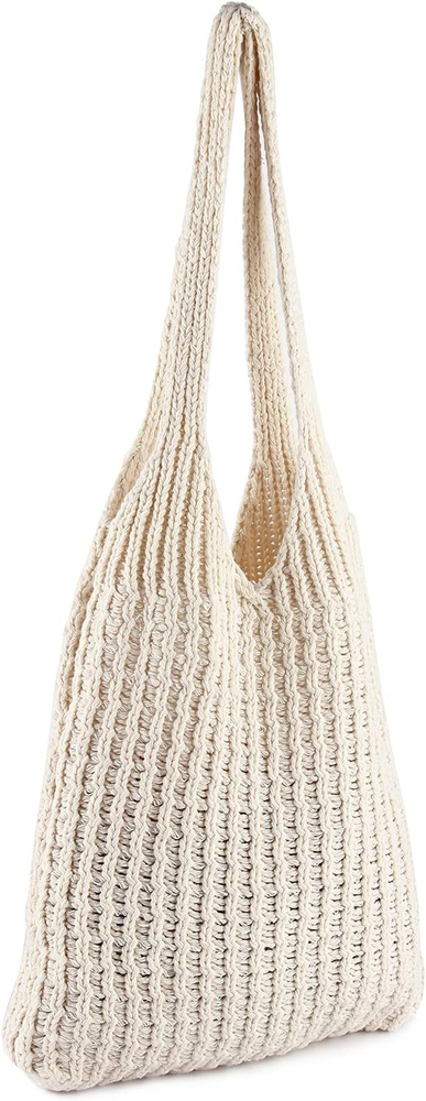 ENBEI Women's Shoulder Handbags Hand crocheted Bags large White