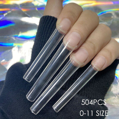 False Nails Tips Plastic Stiletto Straight Half Covers Acrylic Extensions 500Pcs
