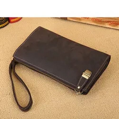 Male Business Bag Crazy Horse Leather Retro Clutch Bag Genuine Leather Clutch