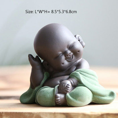 Happy Maitreya Buddha Tea Pet 1Pc Tea Favor Teahouse Ornament Ceramic Home Decor