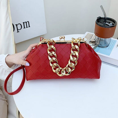 Leather Weave Handbag Handle Dumpling Bag Crossbody Bag Women