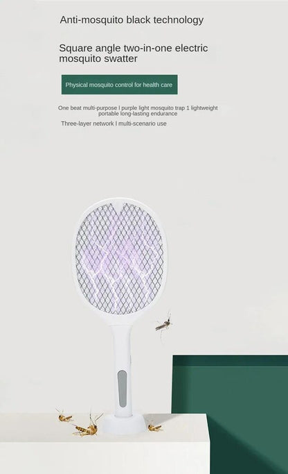Rechargeable Electric Mosquito Fly Swatter Zapper Racket Bug Insect Killer Lamp